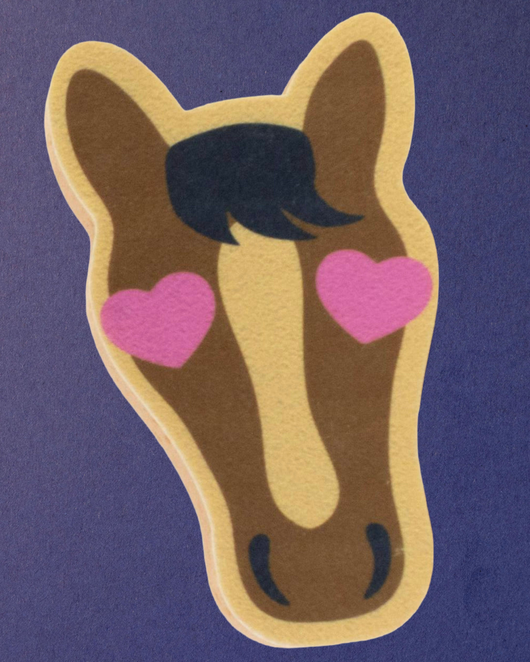 Pony Love horse bath sponge straight on against navy, showing the full printed design