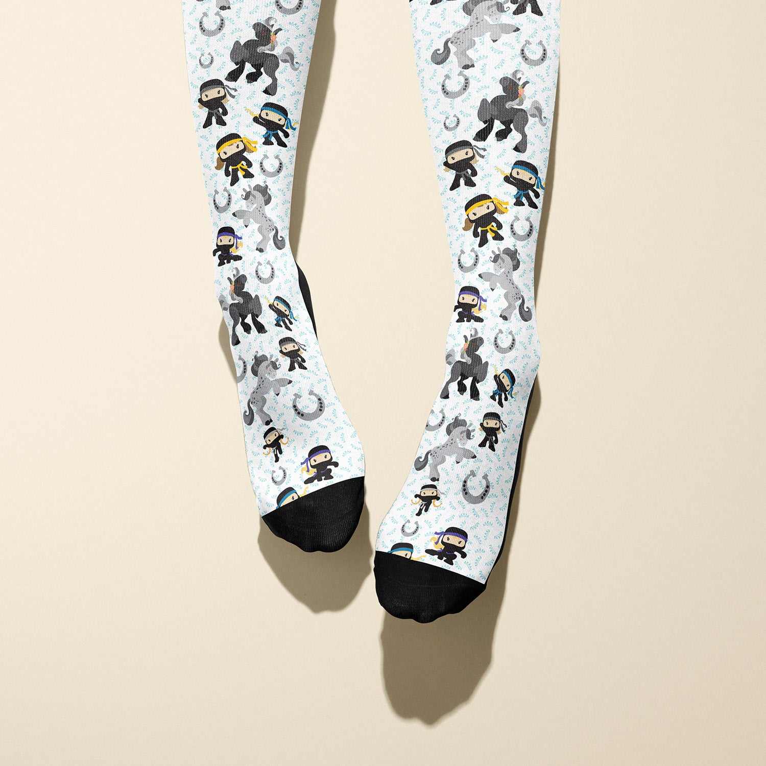 Limited edition Pony Ninja Princess 2016 boot socks with black cuff and terry foot, made in USA