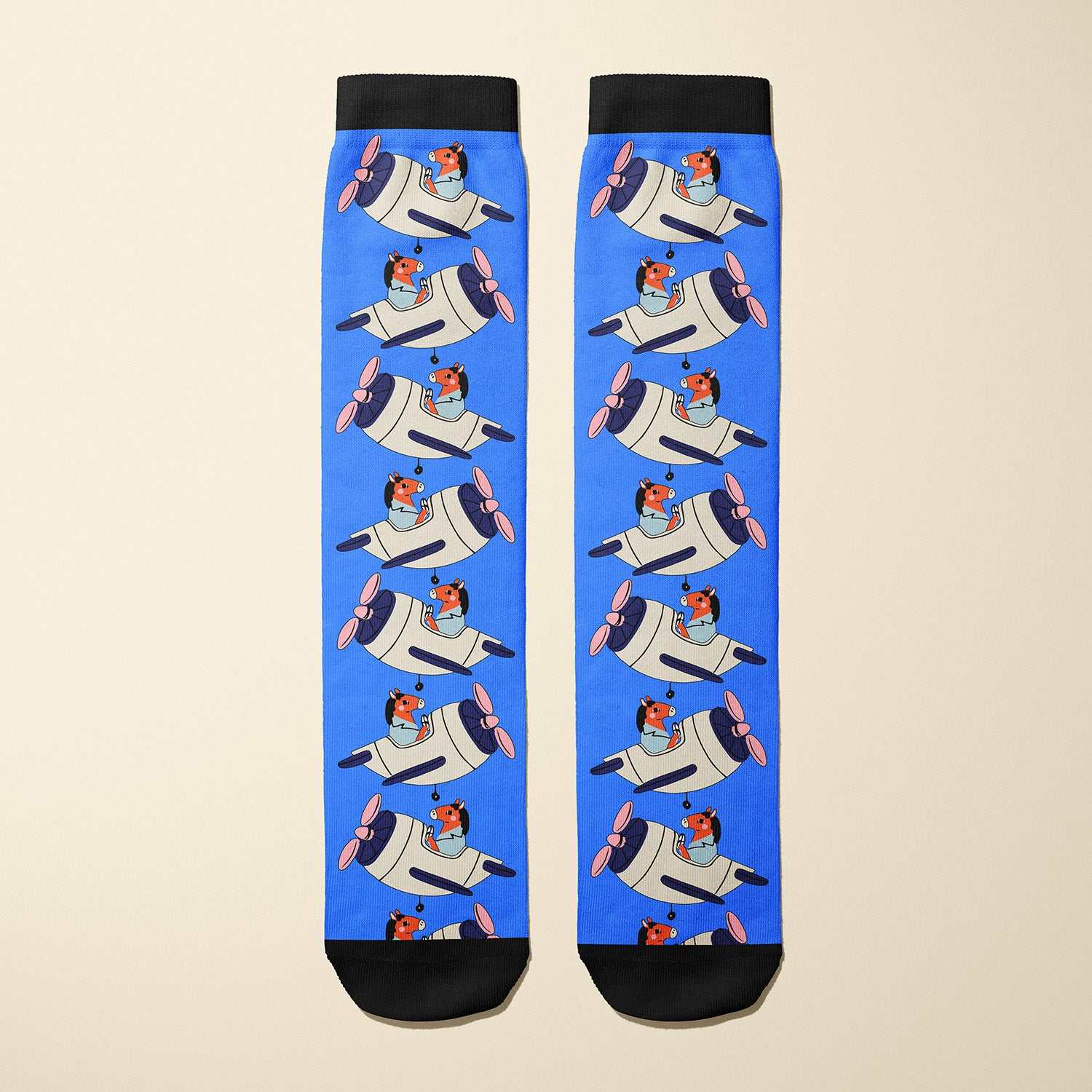 Limited edition Horse Pilot 2022 boot socks featuring a flying horse pilot design, soft and stretchy, made in the USA