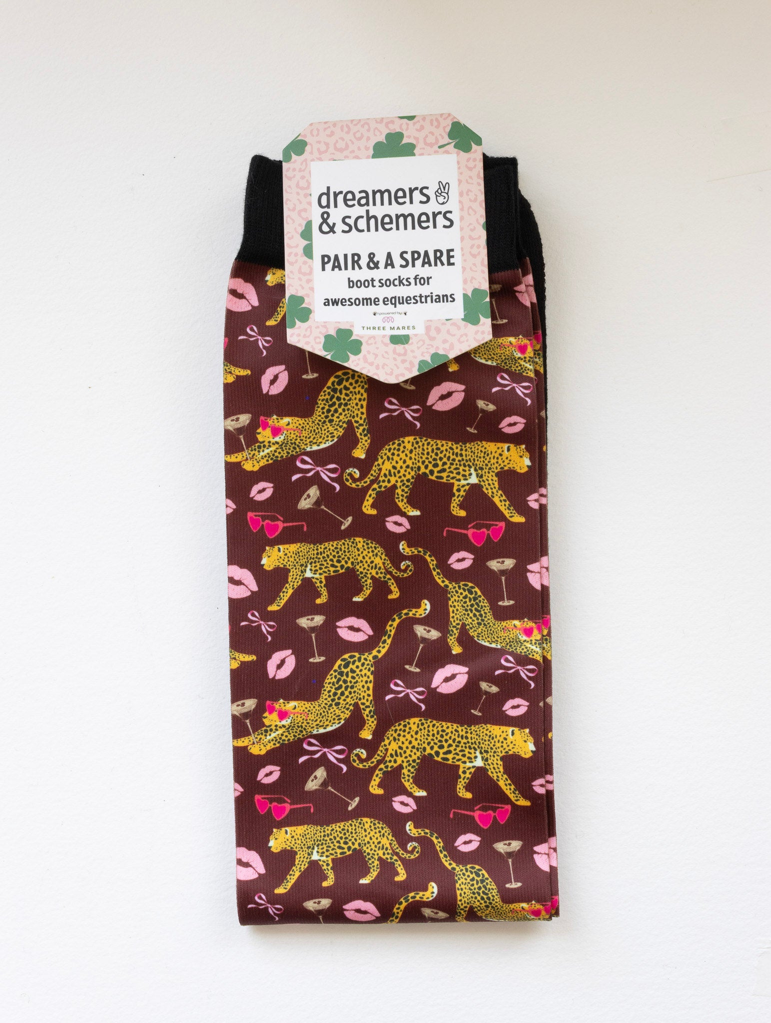 Ready to Play Pair & a Spare equestrian boot socks in their header card, by Dreamers & Schemers
