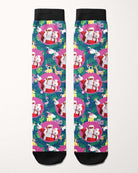 Bauble Bonanza custom photo equestrian boot socks, flat lay of the pair, by Dreamers & Schemers