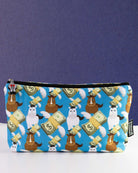 Cash Money zip pouch printed with winged ponies, clouds and dollar bills on sky blue, by Dreamers & Schemers