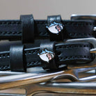 Wild Shark Spur Straps black leather with stainless steel buckles and shark charm