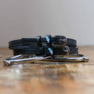 ManeJane Stingray Spur Straps Spur Straps — black leather, non-stretch, hero image for English riders.