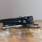 ManeJane Ice Cream Cone Spur Straps Spur Straps — black leather, non-stretch, hero image for English riders.
