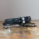 ManeJane Oh Sh*t Spur Straps Spur Straps — black leather, non-stretch, hero image for English riders.
