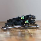 ManeJane Cactus Spur Straps Spur Straps — black leather, non-stretch, hero image for English riders.
