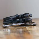 ManeJane Horse Shoes - Silver Bling Spur Straps Spur Straps — black leather, non-stretch, hero image for English riders.