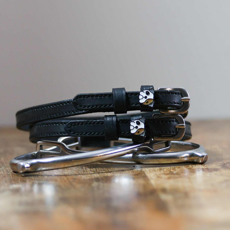 Dog - Bulldog patterned spur straps, equestrian accessory by ManeJane