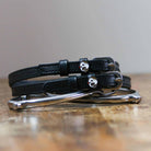 ManeJane Dog - Puppy Spur Straps Spur Straps — black leather, non-stretch, hero image for English riders.