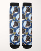 Oy to the World custom photo equestrian boot socks, flat lay of the pair, by Dreamers & Schemers