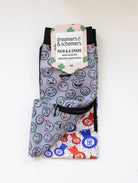 Horse Ownership boot socks shown folded with the included spare sock and printed cuff detail