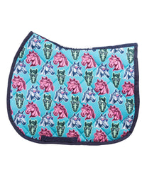 California Dreamin' all-purpose saddle pad with california palm trees in light blue, by Dreamers & Schemers