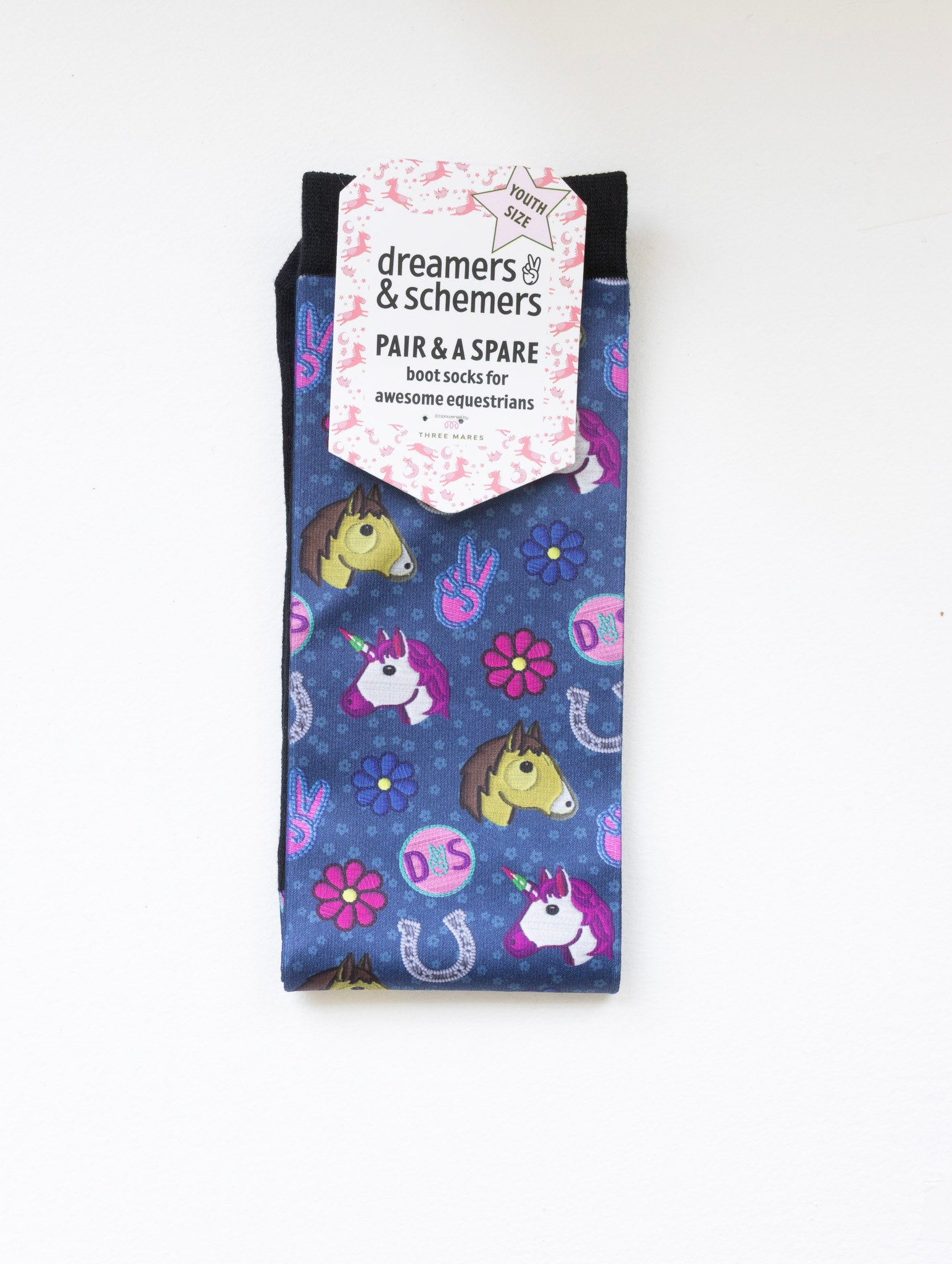 Patch Perfect Youth Pair & a Spare riding boot socks for young equestrians, by Dreamers & Schemers