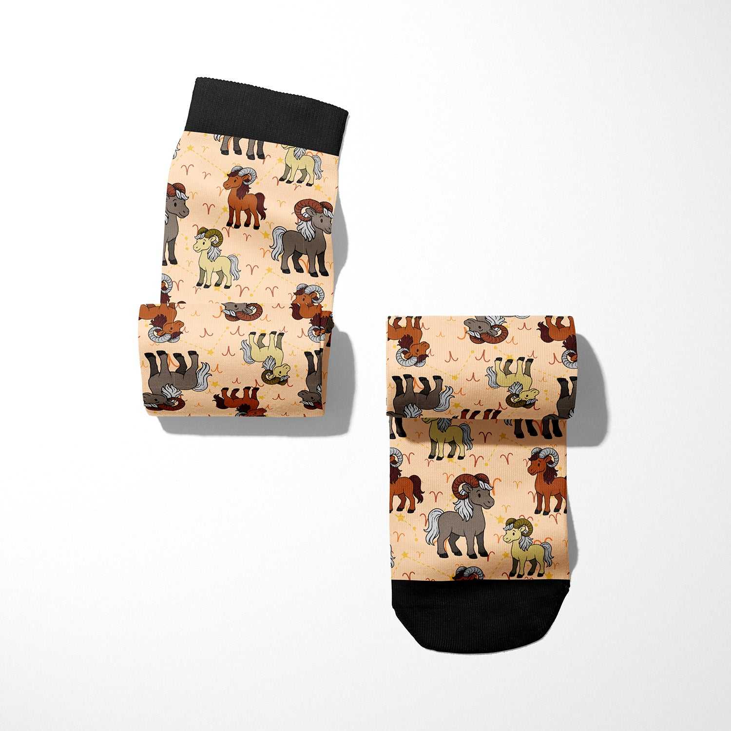 Limited Aries Zodiac boot socks with ram patterns, made in the USA, one size fits most
