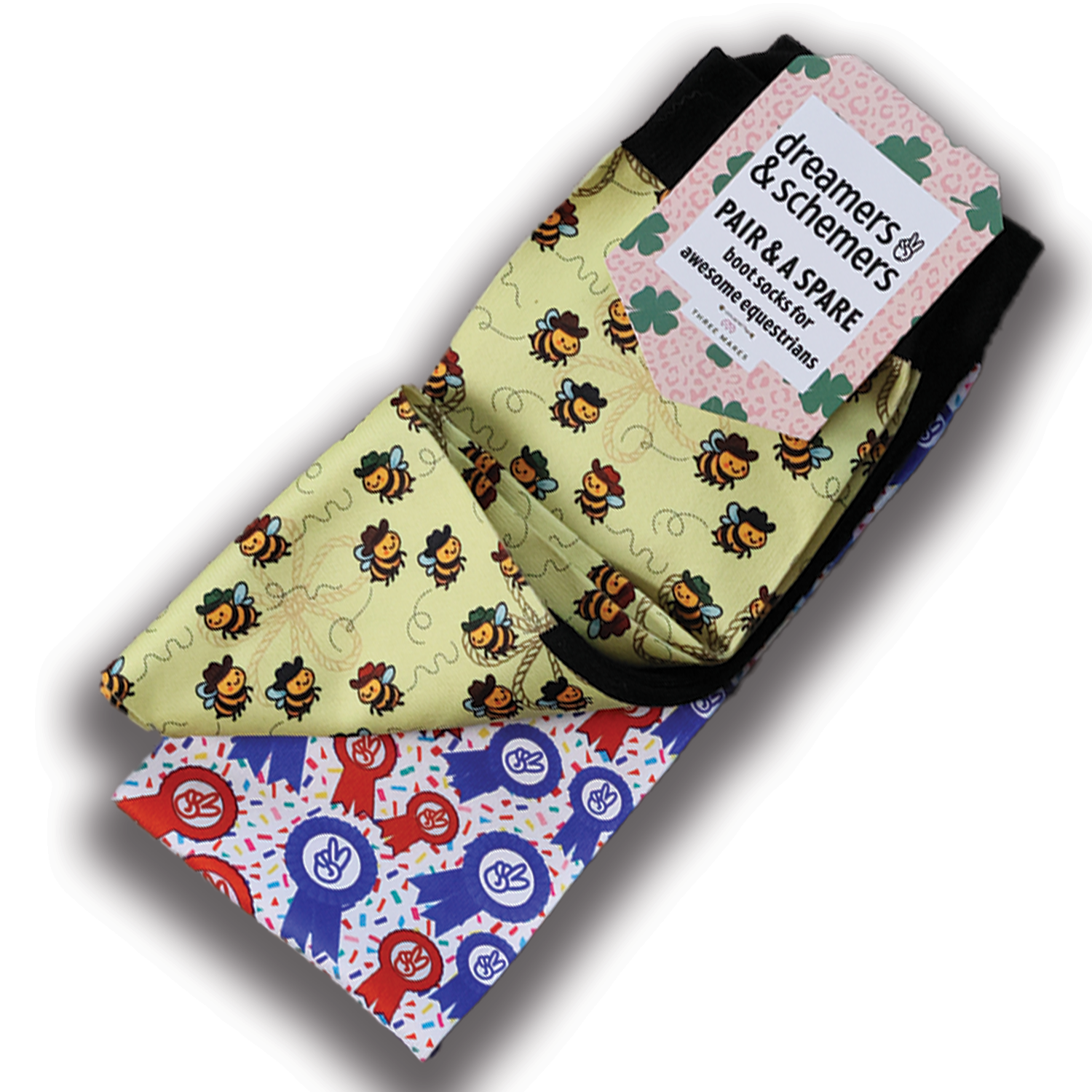 Bee Haw Pair & A Spare Socks black top boot socks with flat-seam toe in pack of three