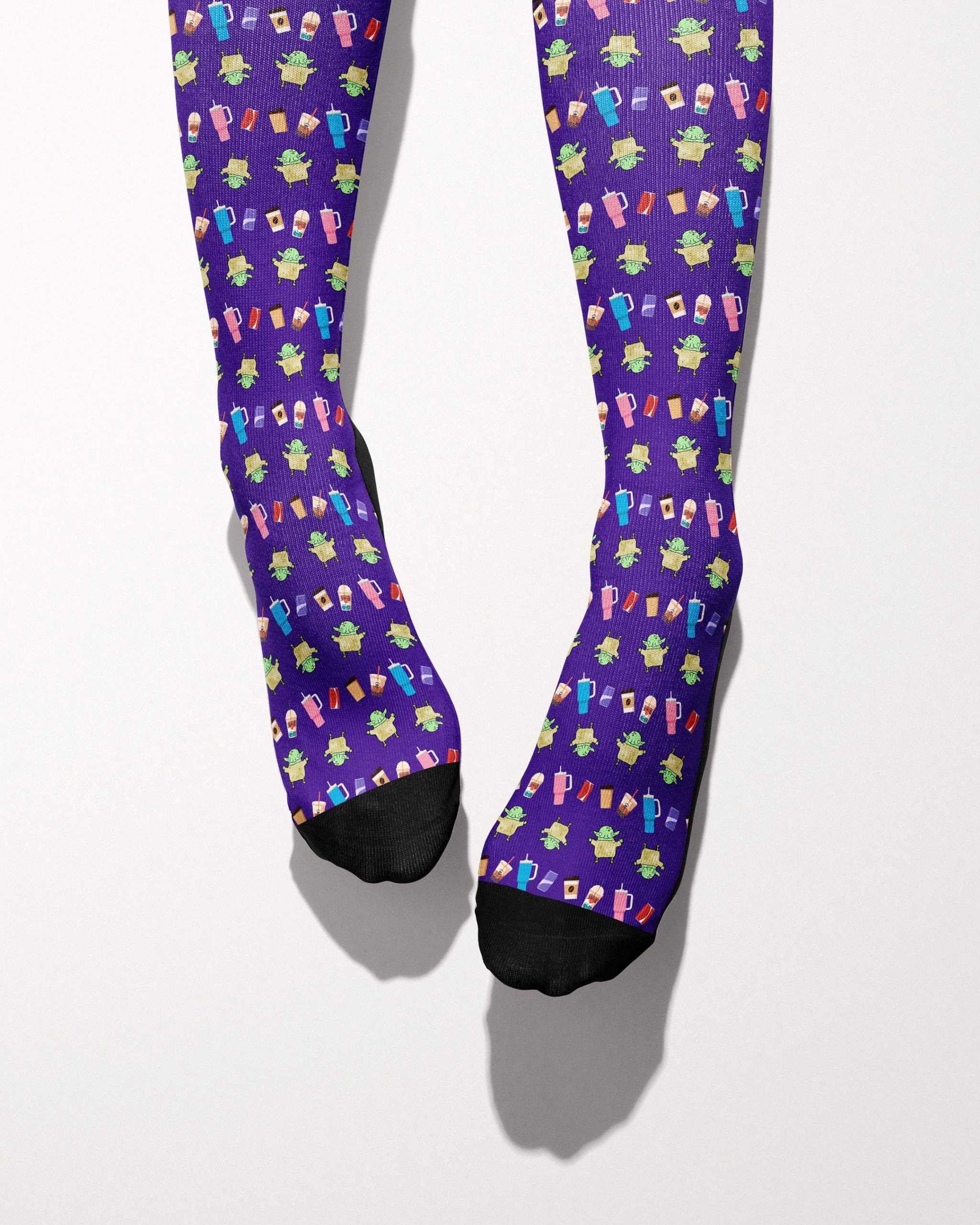 Beverage Goblin Socks secret limited edition boot socks in blue, by Dreamers & Schemers