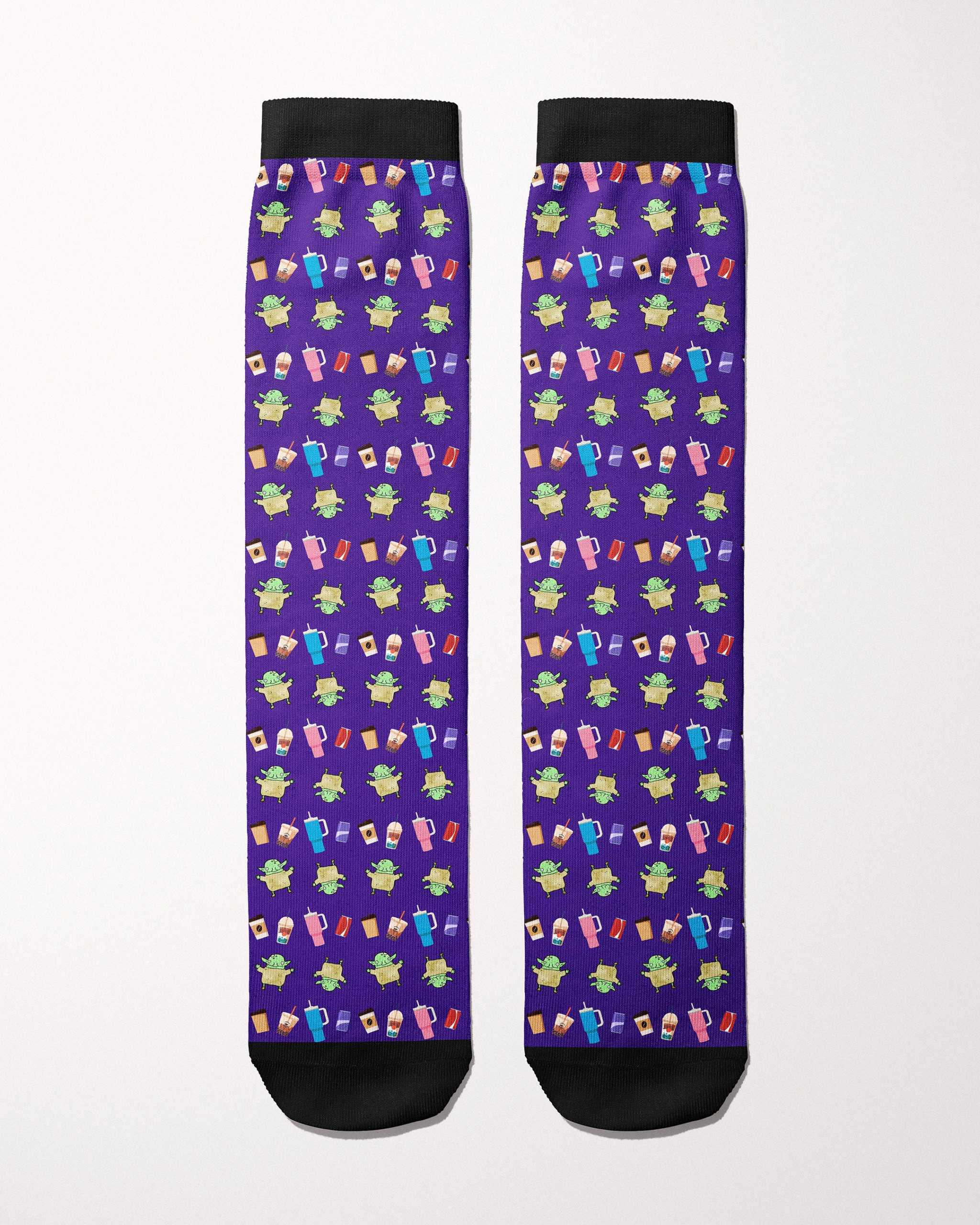Beverage Goblin Socks secret limited edition boot socks, showing the full pattern layout