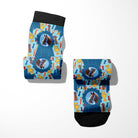 Custom blue ribbon winner boot socks with personalized photo design