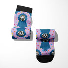 Custom boot socks with blue ribbon and paw print design, personalized with your favorite photo