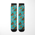 Limited edition Cancer zodiac boot socks with colorful horse pattern, made in USA, cotton blend