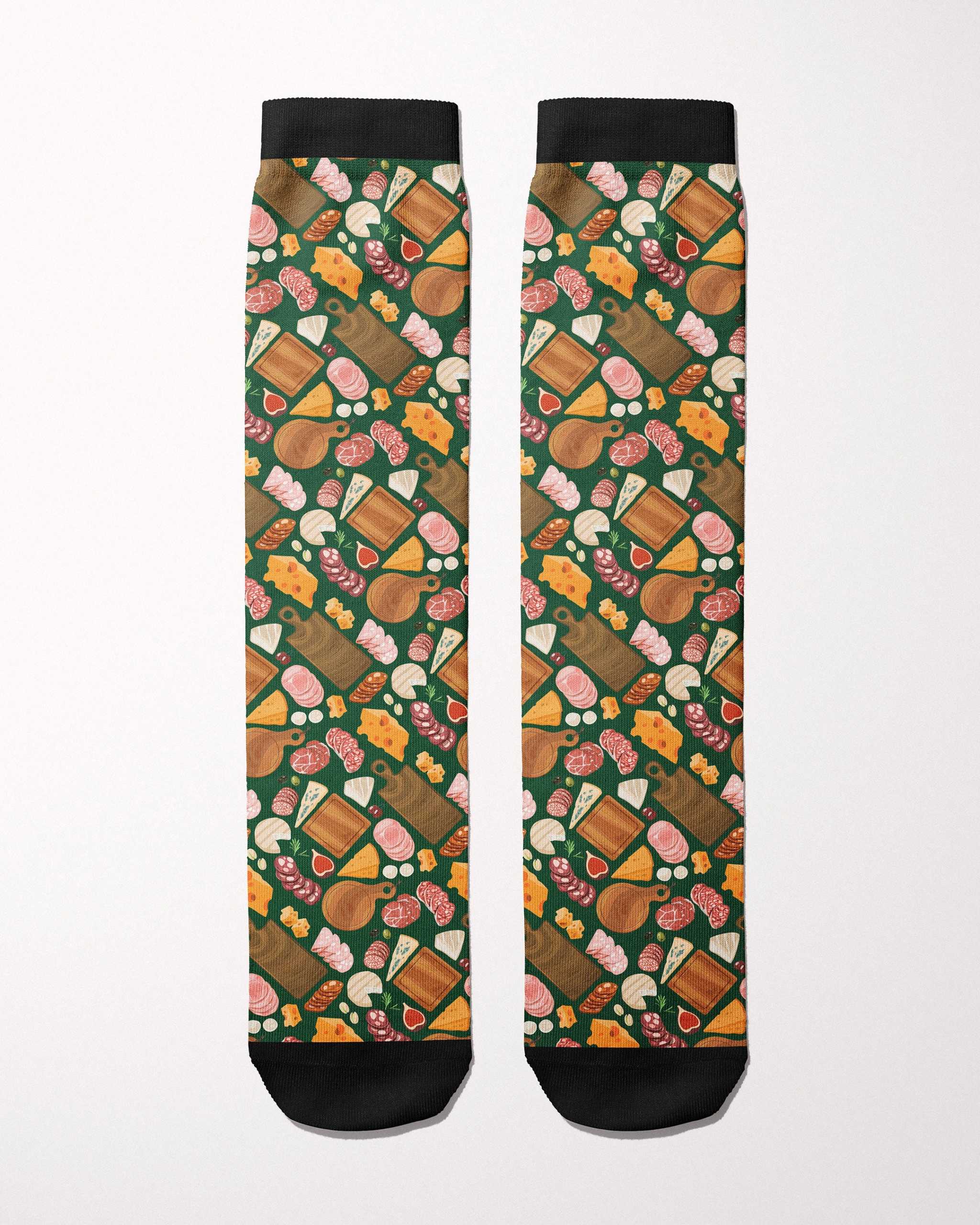 Chacuterie secret limited edition boot socks, showing the full pattern layout
