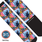 Custom socks featuring personalized photo and heart pattern on Dreamers & Schemers Boot Socks