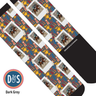 Custom boot socks featuring horse and trophy pattern with personalized photo design