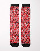 Do Not Give Me Lip secret limited edition boot socks, showing the full pattern layout