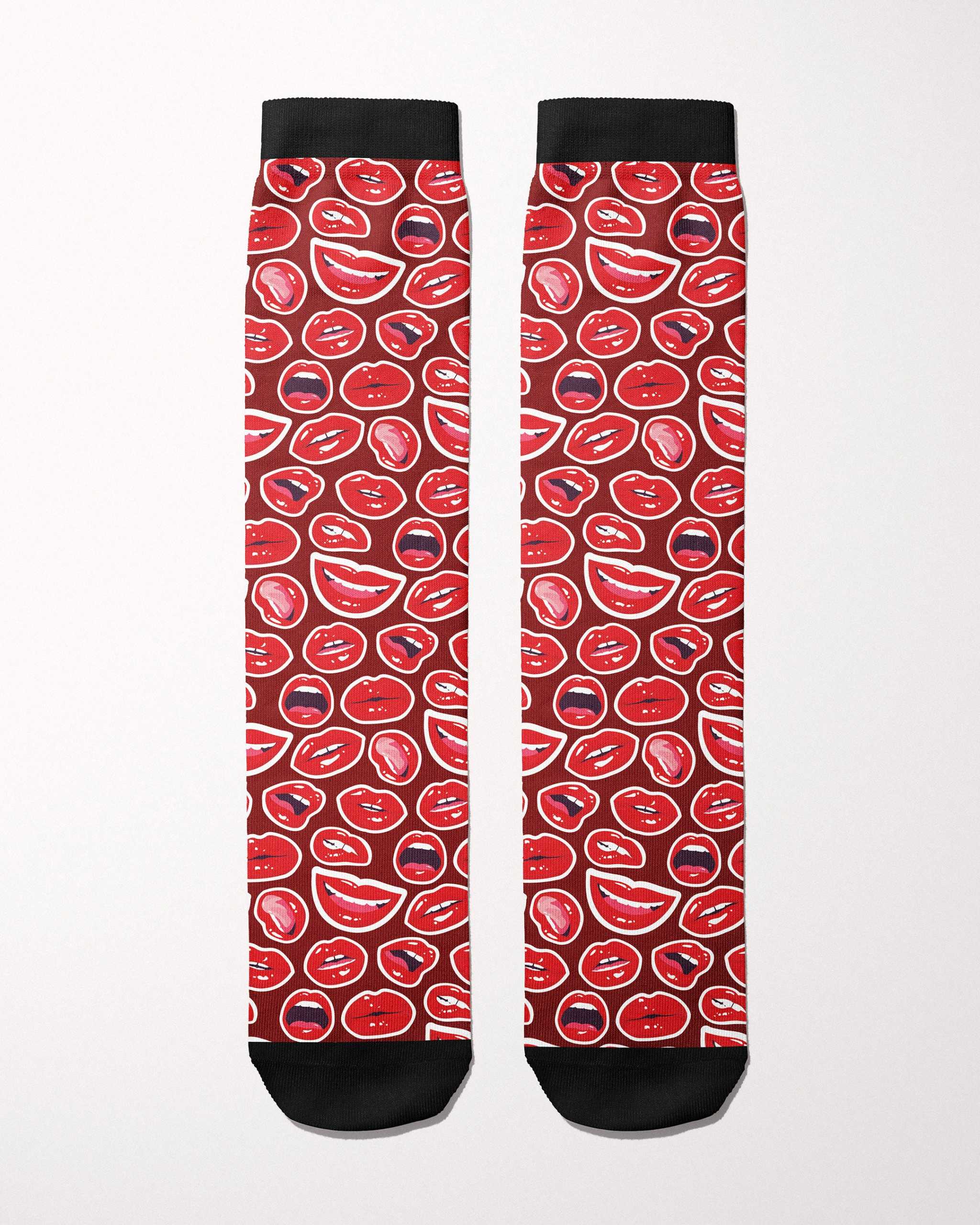 Do Not Give Me Lip secret limited edition boot socks, showing the full pattern layout