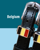 Black leather spur straps with stainless steel buckle and custom charm