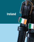 Black leather Irish Spur Straps with stainless steel buckle and custom charm