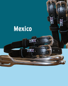 Black leather Spur Straps with stainless steel buckle and custom charm, 18 inches long