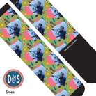 Custom socks with personalized photo and heart pattern, made in USA, Dreamers & Schemers Boot Socks design