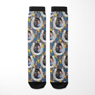 Custom boot socks featuring personalized horseshoes and winner designs for adults and youth