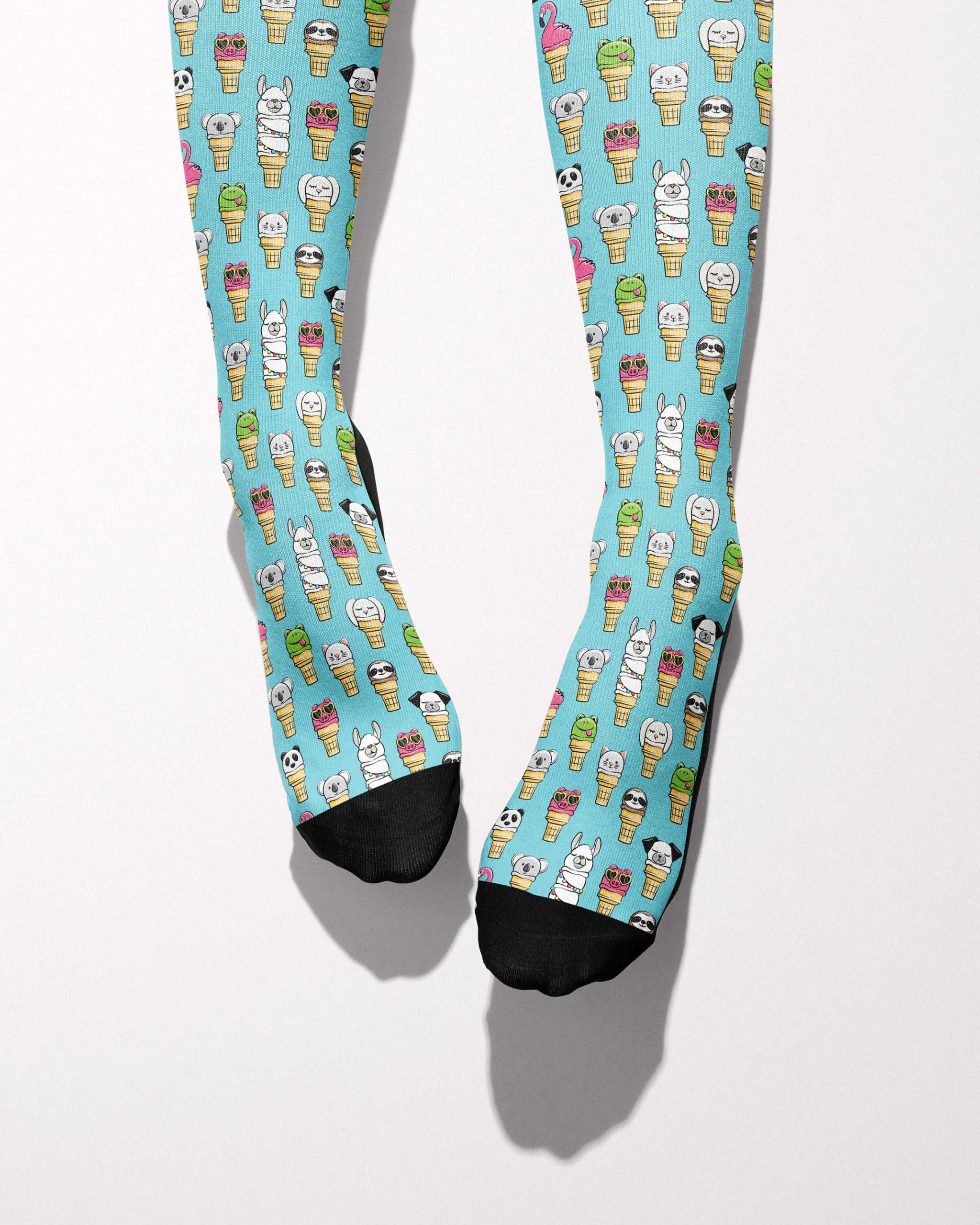 Ice Cream Cone Man secret limited edition boot socks in blue, by Dreamers & Schemers