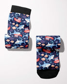 Jaws secret limited edition boot socks featuring shark jaws ocean, alternate angle, by Dreamers & Schemers