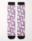 Pair of Limited Edition New Job New Me Boot Socks made in the USA, styled for new beginnings