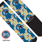 Custom blue ribbon winner boot socks with personalized photo and design