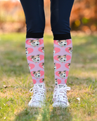 Hearts custom photo equestrian boot socks with heart print, by Dreamers & Schemers