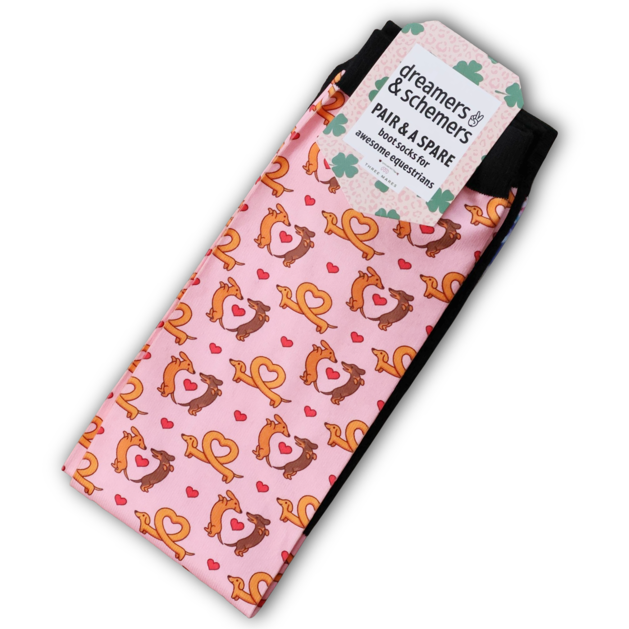 Long Dogs Pair & A Spare Socks black top boot socks with smooth flat-seam toe and breathable knit in packs of three