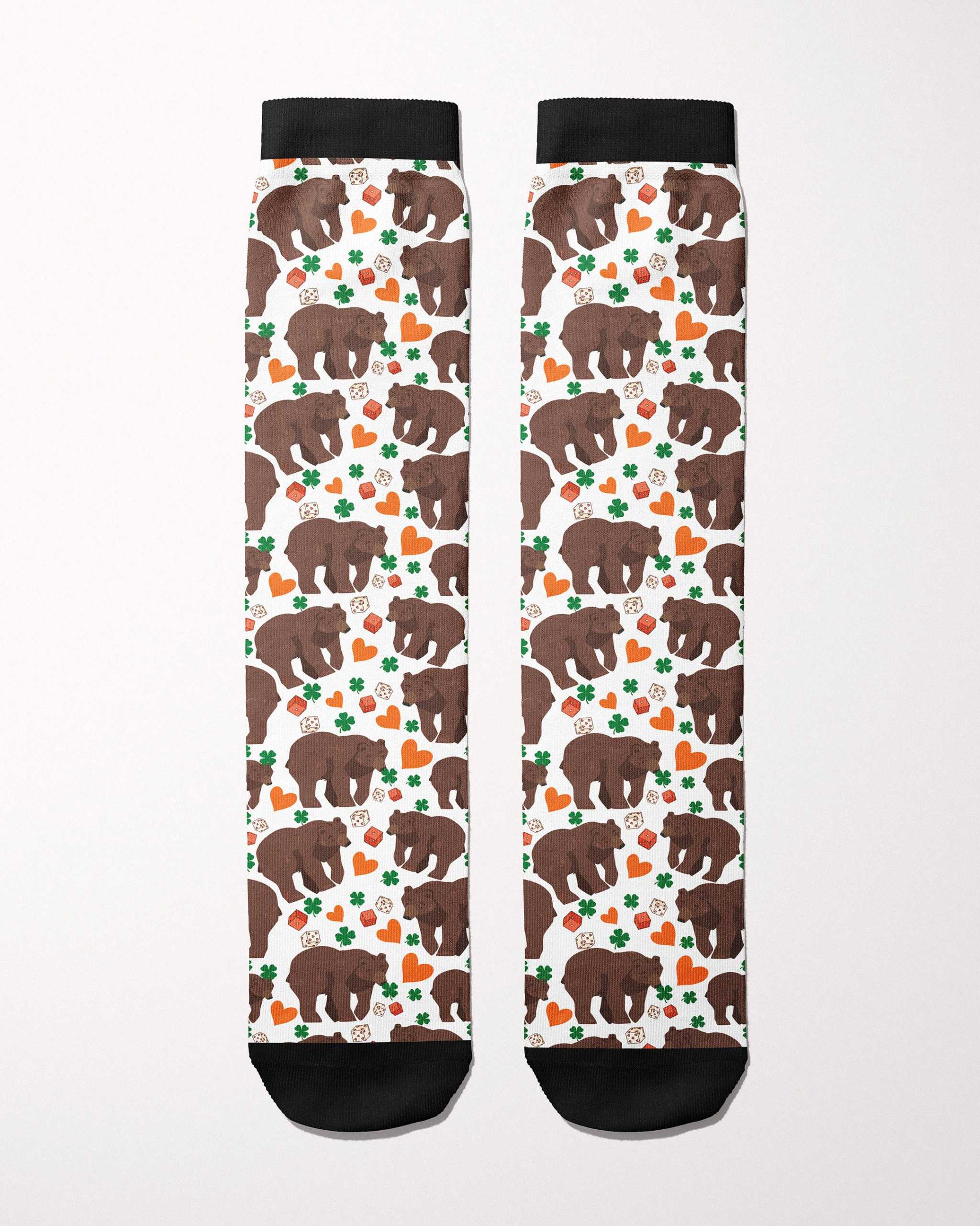 Lucky Bears secret limited edition boot socks, showing the full pattern layout