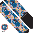 Custom blue ribbon winner boot socks with personalized photo design