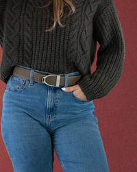 Navy/Taupe Reversible Leather Belt Strap