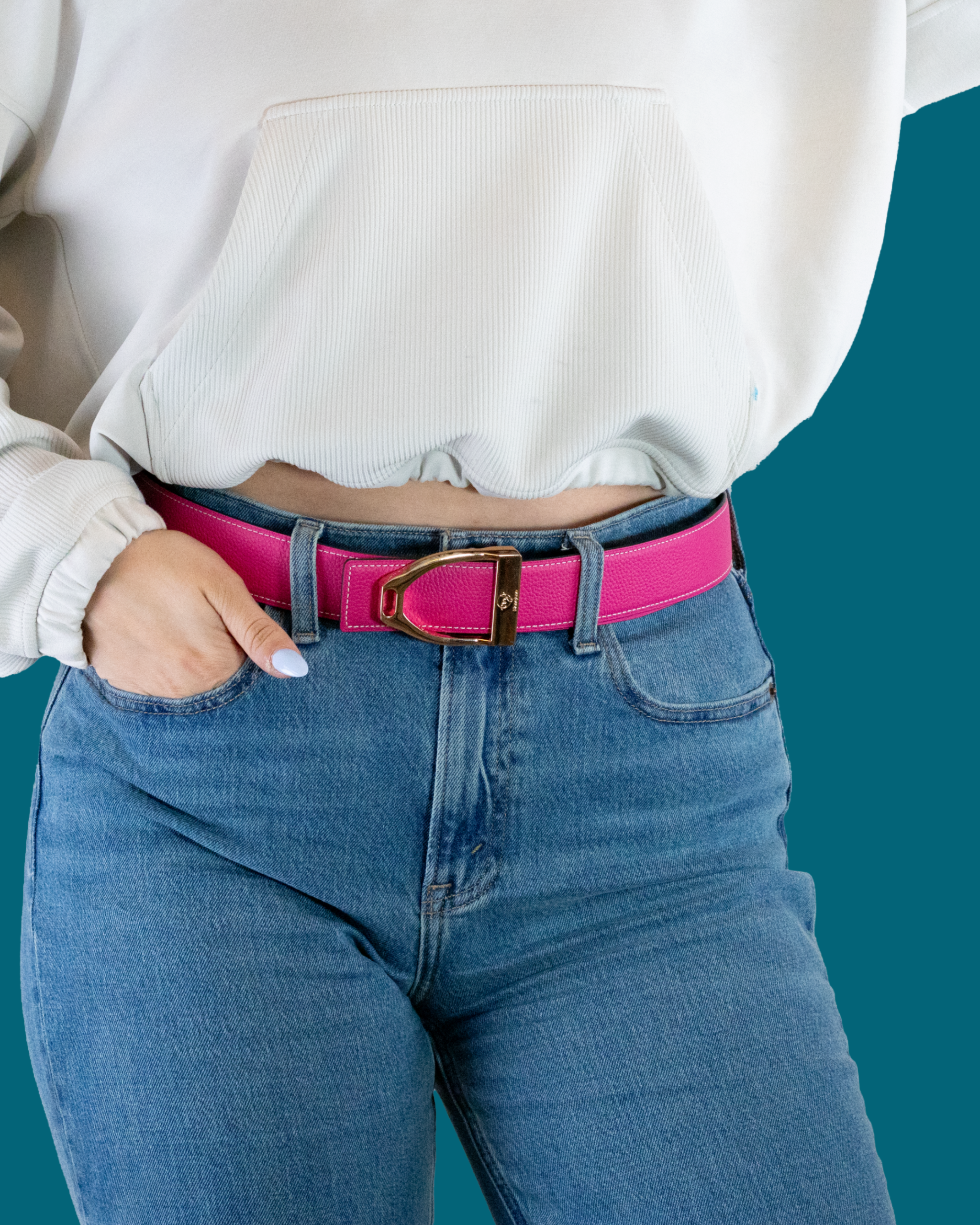 Belt Strap Fuchsia/Olive Reversible Leather Belt Strap ManeJane