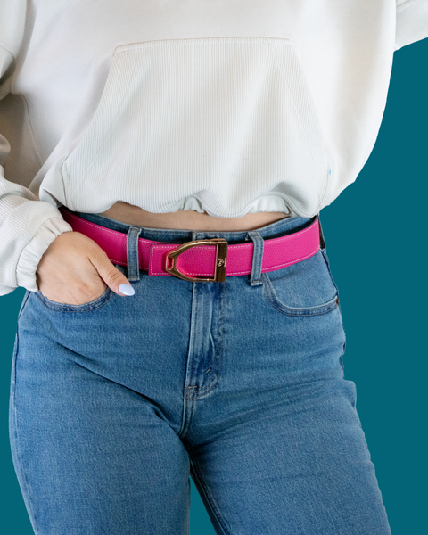 Belt Strap Fuchsia/Olive Reversible Leather Belt Strap ManeJane