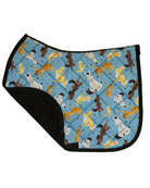 Pony Pilates saddle pad folded back to show the breathable mesh underside and quilted lining
