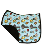 Pasture Ornaments saddle pad folded back to show the breathable mesh underside and quilted lining
