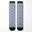 Limited Edition Pony Island Peppermint Ponies Socks with white ponies and peppermint candy design on blue background
