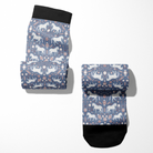 Limited Edition Pony Island Peppermint Ponies Socks with candy cane and pony pattern, black cuff, made in USA boot socks